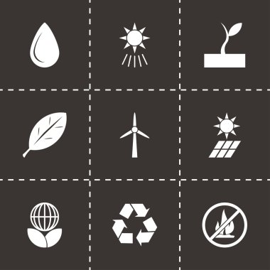 Vektör siyah Eko Icon set