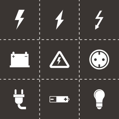 Vektör siyah elektrik Icon set