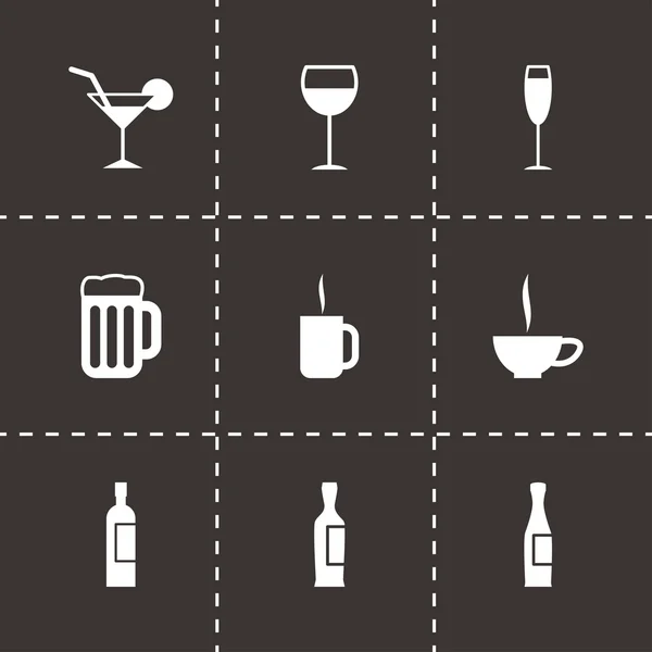 Vector black beverages icon set — Stock Vector