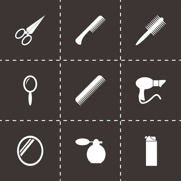 Vector black barber icon set — Stock Vector