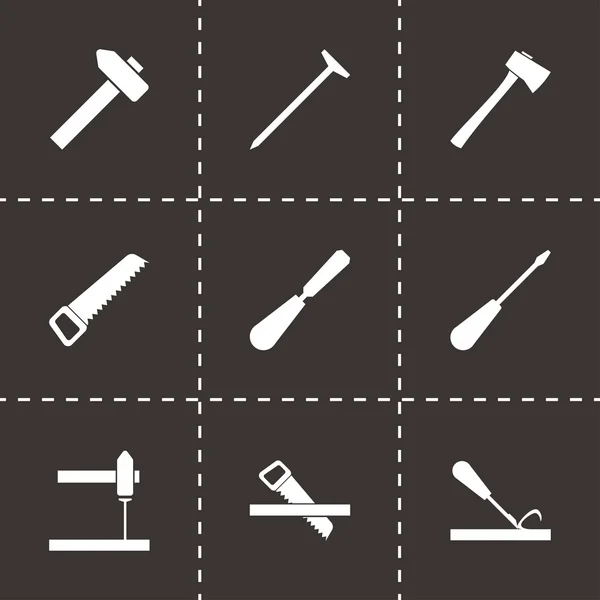 Vector black carpentry icon set — Stock Vector