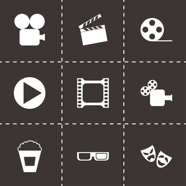 Conjunto de iconos de cine negro vector — Archivo Imágenes Vectoriales