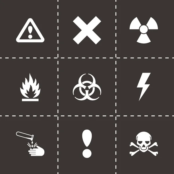 Vector black danger icon set — Stock Vector