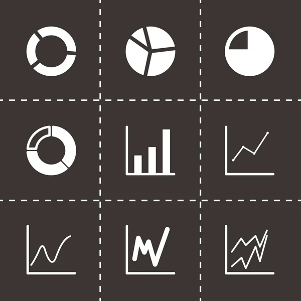 Conjunto de icono de diagrama negro vectorial — Vector de stock