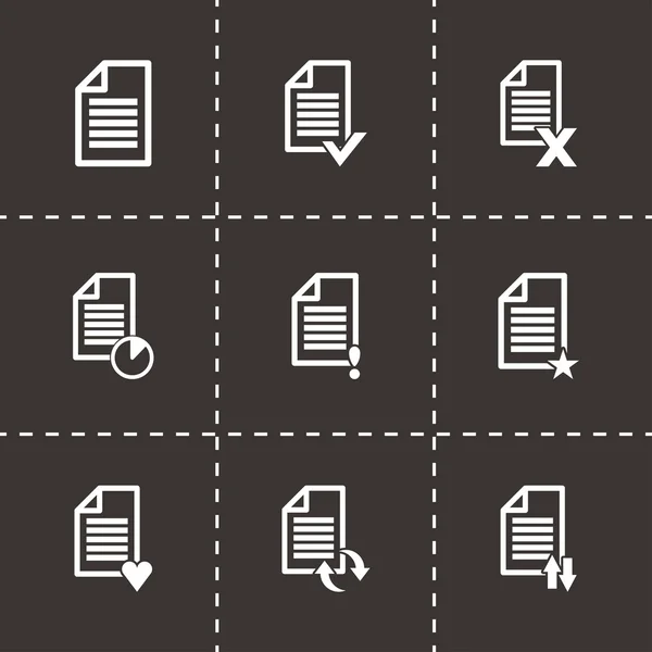 Ensemble d'icônes de document noir vectoriel — Image vectorielle