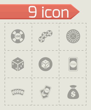 Vektör siyah casino Icon set