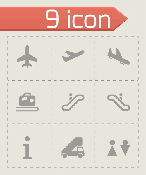 Vector black airport icon set — Stock Vector