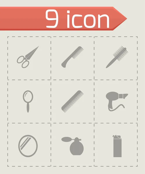 Vector black barber icon set — Stock Vector