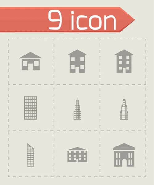 Vektör siyah binalar Icon set — Stok Vektör