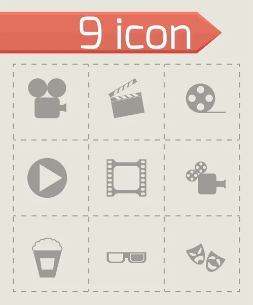 Siyah vektör sinema Icon set — Stok Vektör