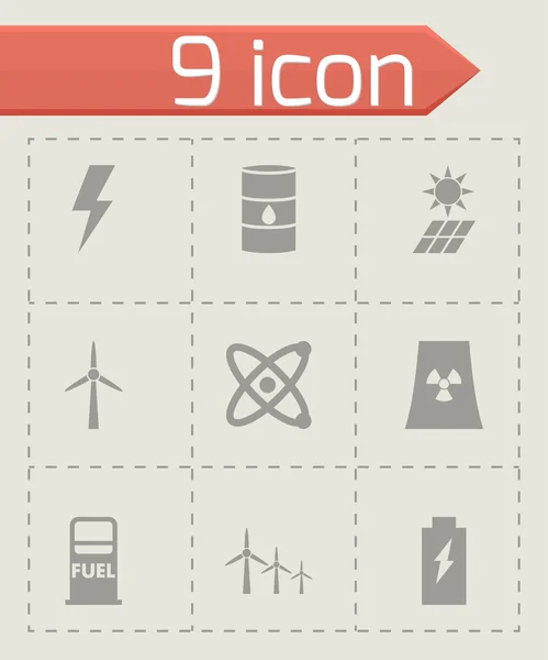 Vector black energetics icon set — Stock Vector