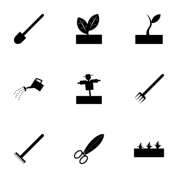 Vector zwarte landbouw pictogram set — Stockvector