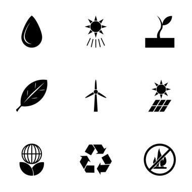 Vektör siyah Eko Icon set