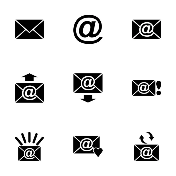 Vektor schwarzes E-Mail Icon gesetzt — Stockvektor