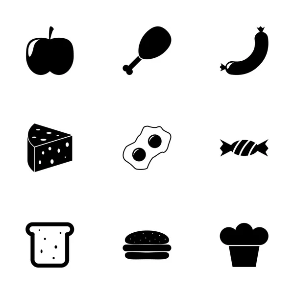 Conjunto de ícone de comida preta vetorial — Vetor de Stock