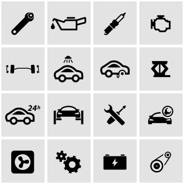 Vektör Siyah araba servisi Icon set