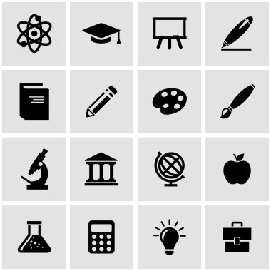 siyah vektör eğitim Icon set