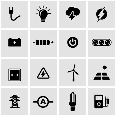 Vektör siyah elektrik Icon set