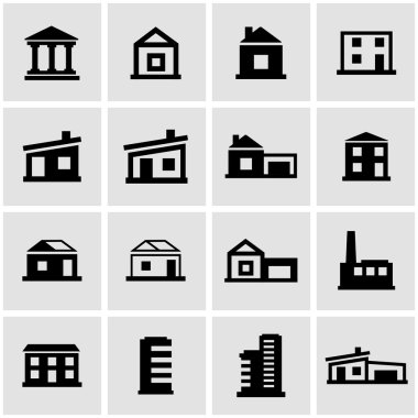 Vektör siyah binalar Icon set