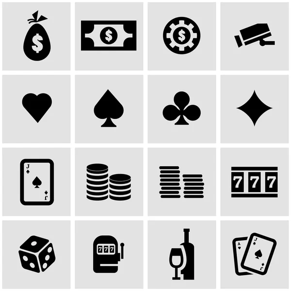 Ensemble d'icônes de casino noir vectoriel — Image vectorielle