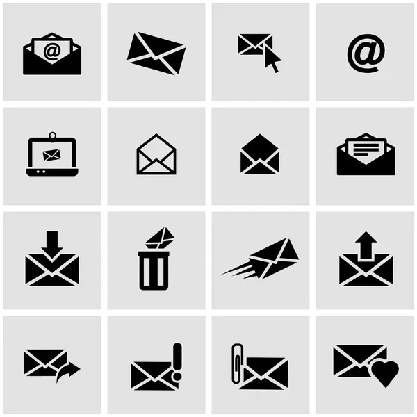 Vector zwarte e-mail pictogrammenset — Stockvector