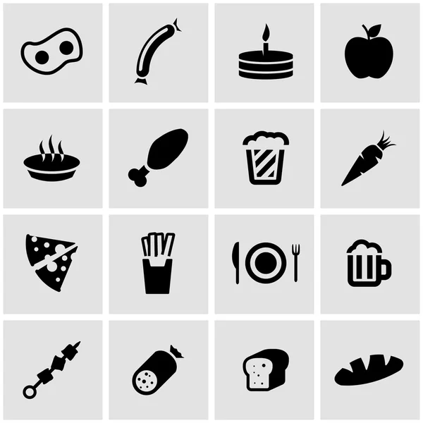 Siyah vektör yiyecek Icon set — Stok Vektör