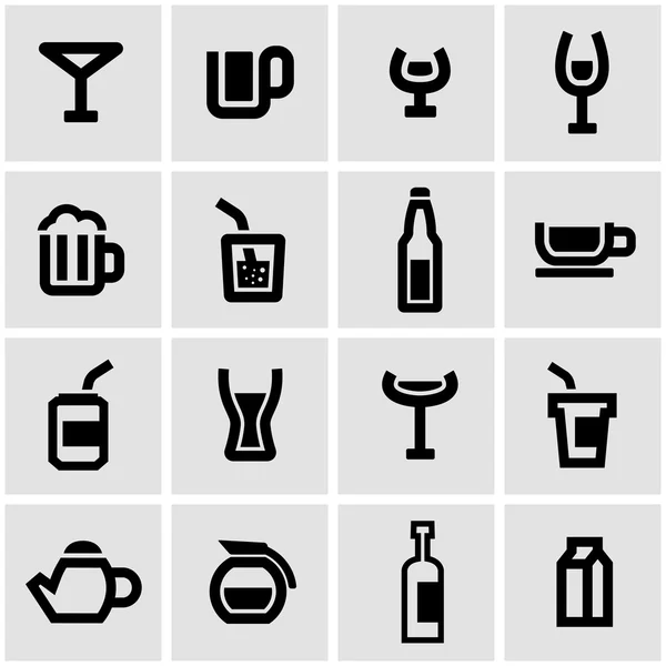 Набор иконок для векторных черных напитков — стоковый вектор