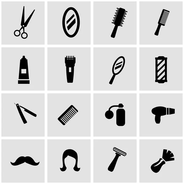 Conjunto de ícones vetoriais barbeiro preto —  Vetores de Stock