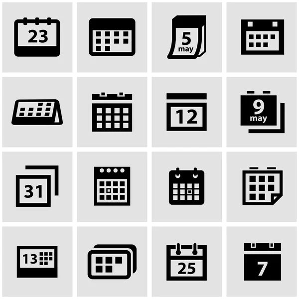 Vector black calendar icon set — Stock Vector