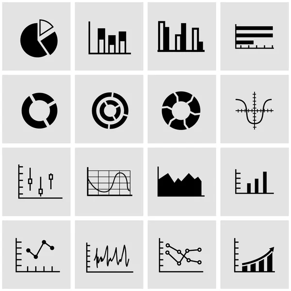 Conjunto de iconos de diagramas de vectores negros — Vector de stock