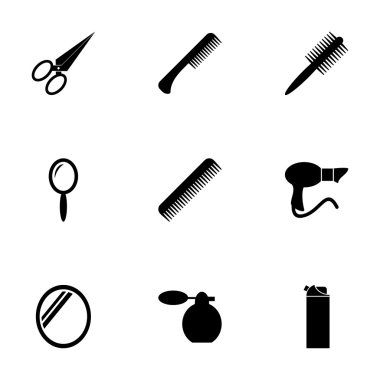 siyah vektör Kuaför Icon set