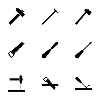 Vektör siyah marangozluk Icon set