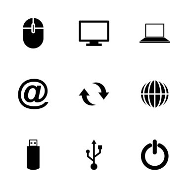 Siyah vektör bilgisayar Icon set