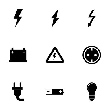 Vektör siyah elektrik Icon set