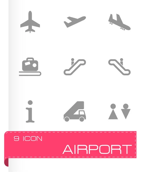 Vector zwarte luchthaven pictogrammenset — Stockvector