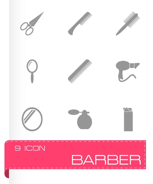 Conjunto de iconos de barbero negro vector — Vector de stock