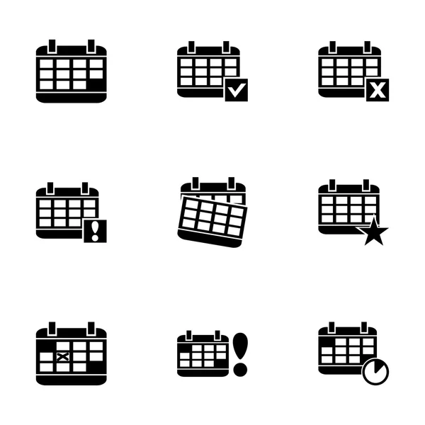 Vector black calendar icon set — Stock Vector