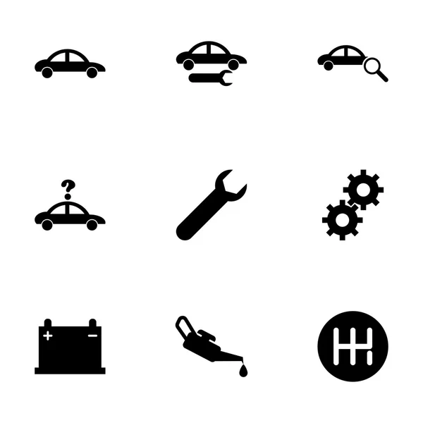 Conjunto de iconos de servicio de coche negro vector — Vector de stock