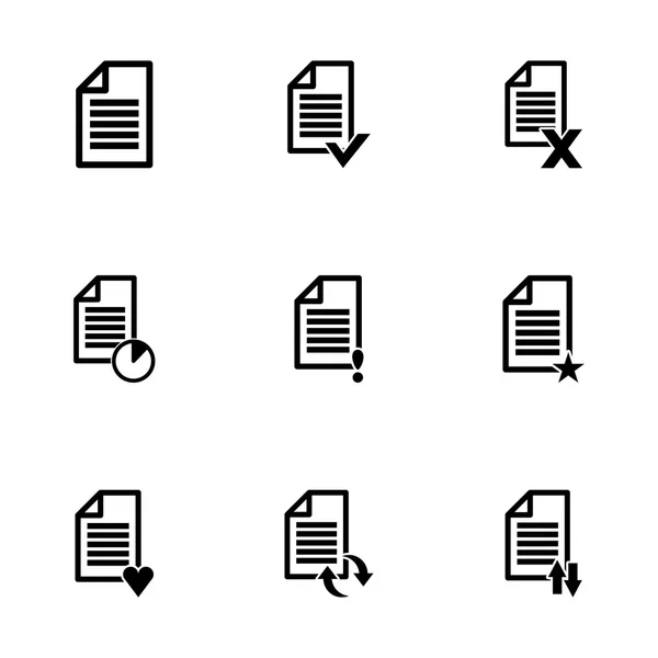 Set di icone del documento nero vettoriale — Vettoriale Stock