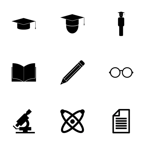 Conjunto de iconos de educación negra vectorial — Vector de stock