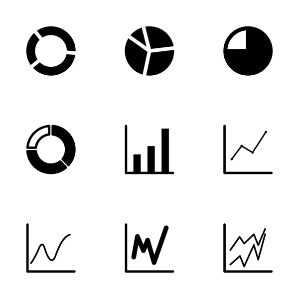 Conjunto de icono de diagrama negro vectorial — Vector de stock