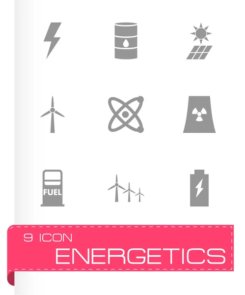 Vector zwarte energetics pictogrammenset — Stockvector