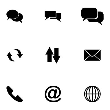 Vektör siyah iletişim Icon set