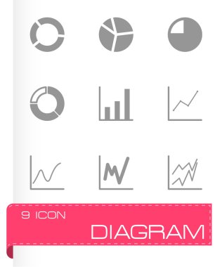 Siyah vektör diyagramı Icon set