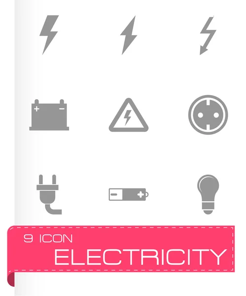 Vector black electricity icon set — Stock Vector