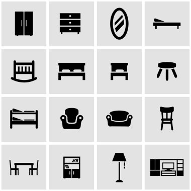Vektör siyah mobilya Icon set
