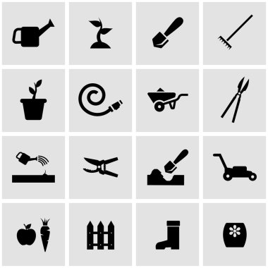 Vektör siyah Bahçe Icon set