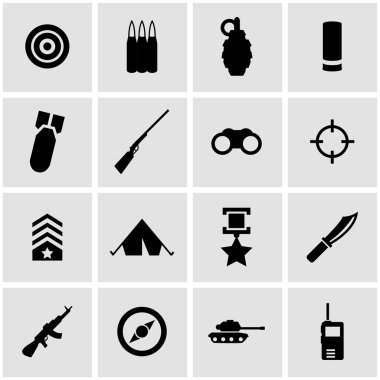 Vektör siyah askeri Icon set