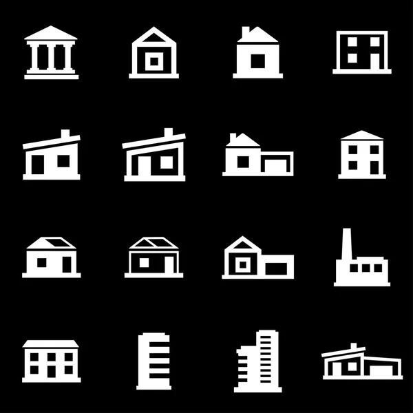 Conjunto de iconos de edificios blancos vectores — Archivo Imágenes Vectoriales