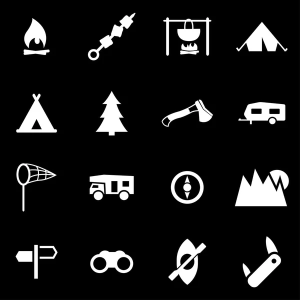 Vector witte camping pictogrammenset — Stockvector